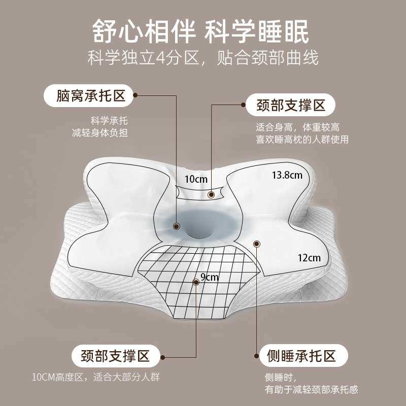 慢回弹蝶形枕加厚记忆枕护颈枕冰丝枕头一对成人颈椎枕记忆棉枕芯