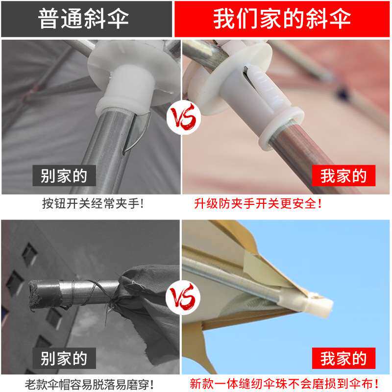 三轮车摆摊专用伞大雨伞加厚加粗四方专用伞摆摊用商用方形户外