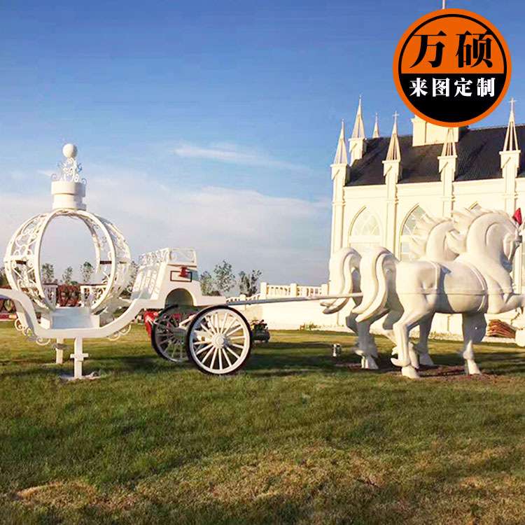 玻璃钢马雕塑 景区绿地马拉车雕塑景观摆件 婚庆装饰道具欧式马车