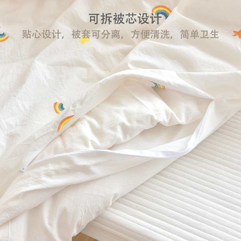 新生儿棉花被子婴儿纯棉双面水洗棉刺绣棉花被幼儿园宝宝午休被子
