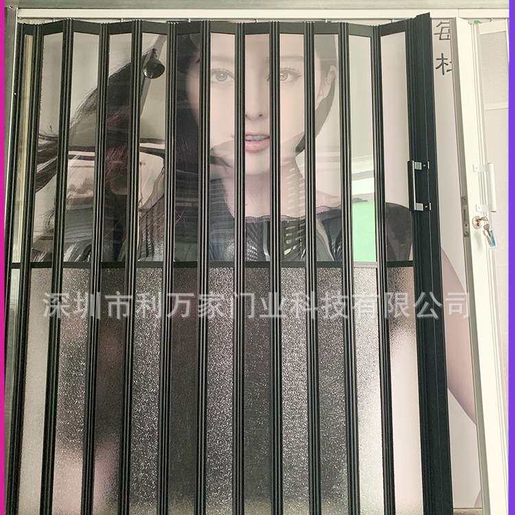 磨砂铝合金折叠门厨房卫生间室内门隔断推拉门商铺弧形防盗推拉门