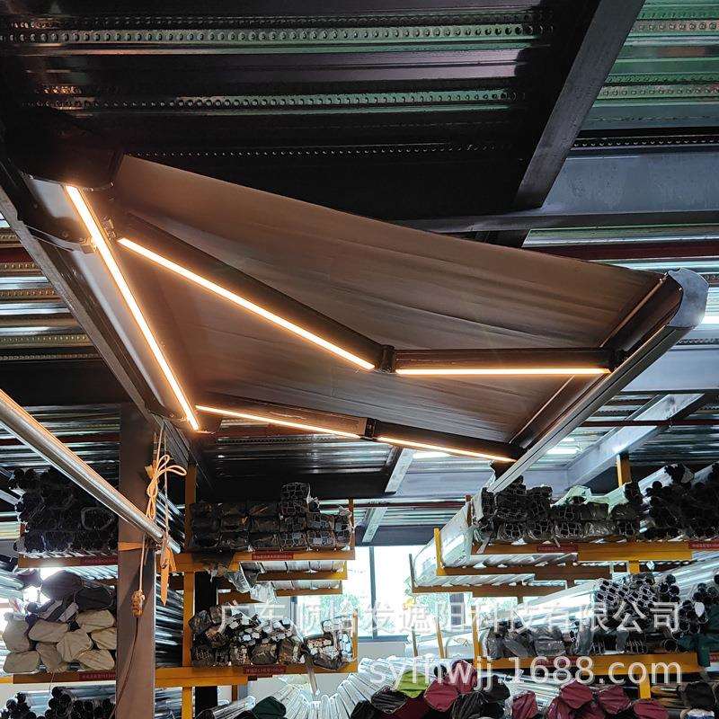 户外全盒遮阳篷伸伸缩篷挡雨棚电动带LED灯链条臂店铺别墅阳台棚