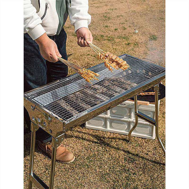 烧烤架户外家用不锈钢折叠商用烧烤炉木炭加厚加大摆摊羊肉串烤箱
