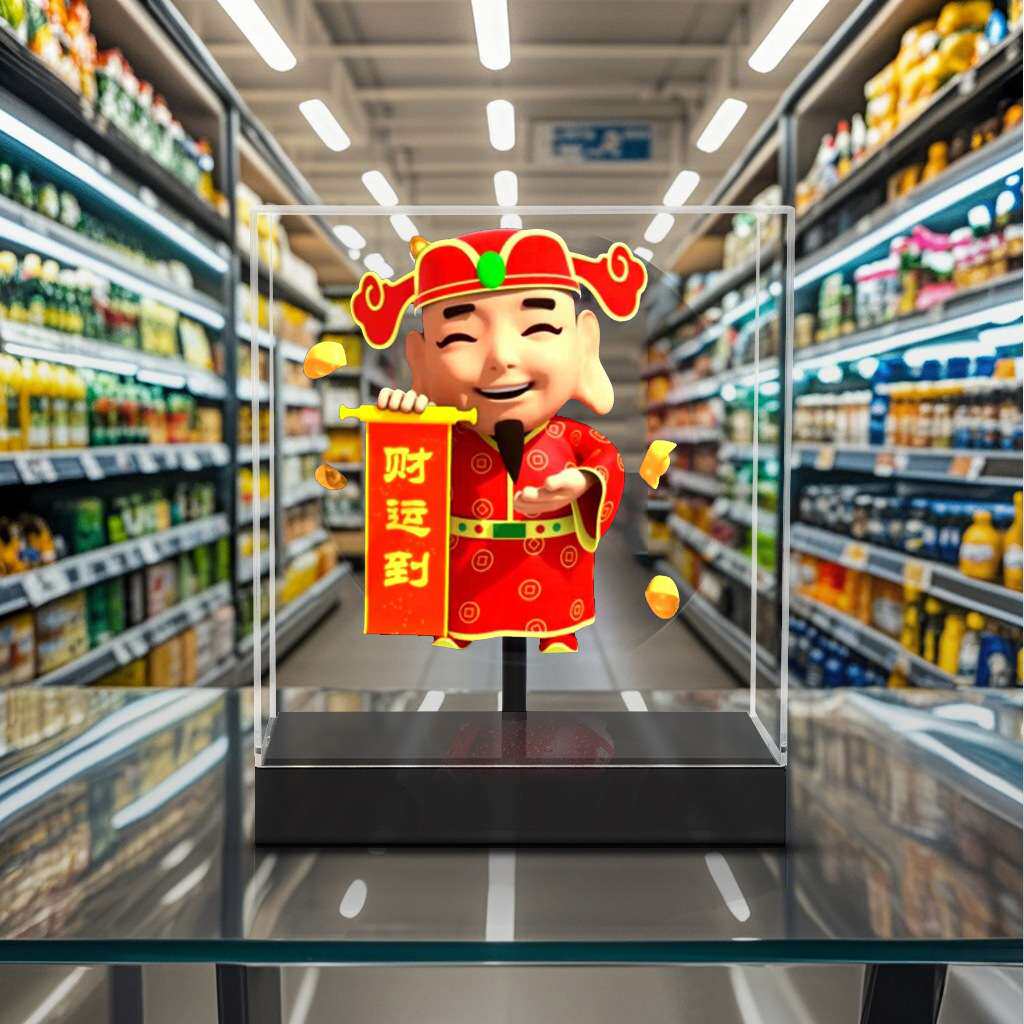 3d全息风扇广告机 内置电池APP超高清20cm桌面立体成像显示风扇屏