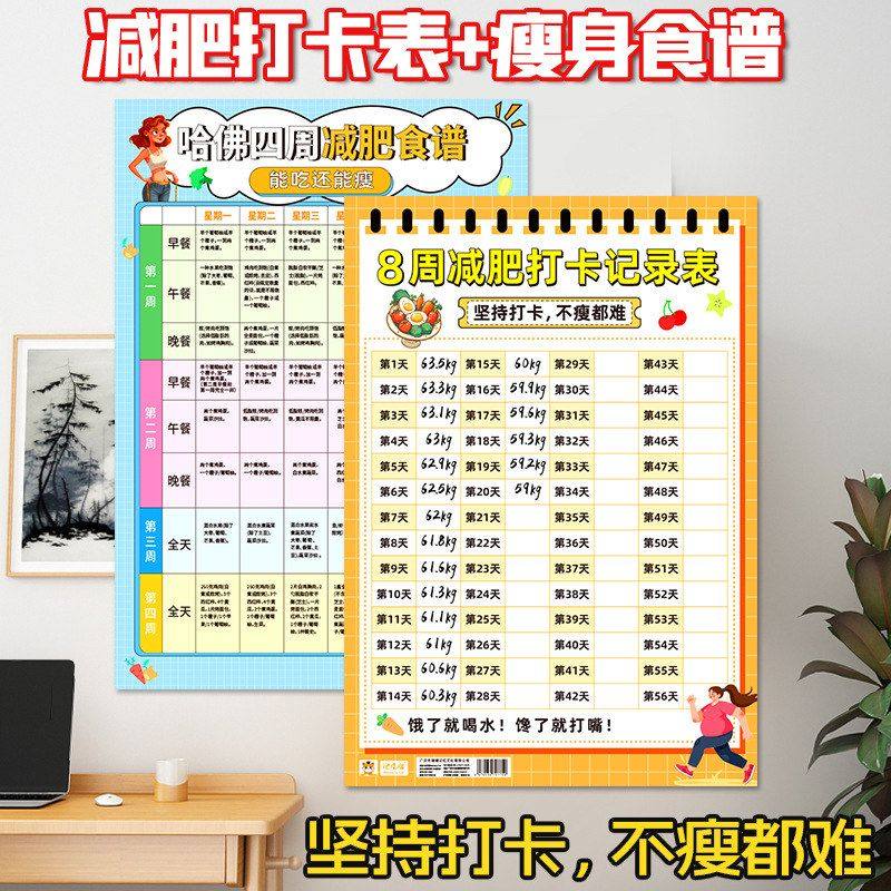 表打卡食谱励志计划记录表墙贴