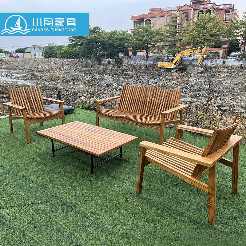 户外休闲家具庭院花园别墅实木沙发露台民宿室外柚木茶几桌椅组合