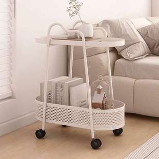 奶油风边几家用客厅小茶几沙发旁边小桌子简易置物架铁艺床头柜子