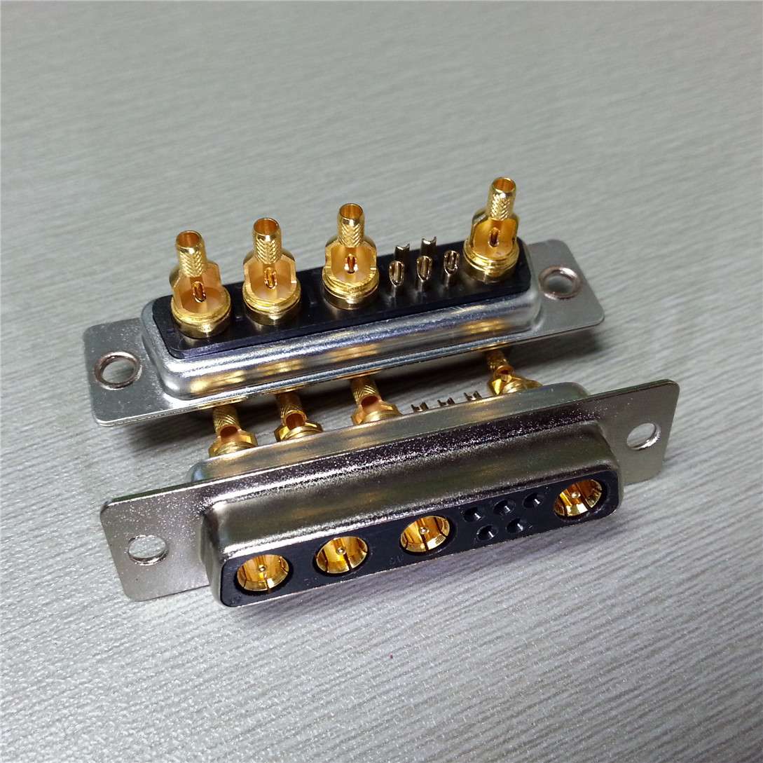 D-SUB(9W4)射频连接器母头 端子镀全金 DB型射频同轴9W4母座插头