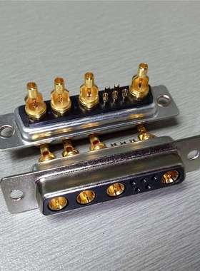 D-SUB(9W4)射频连接器母头 端子镀全金  DB型射频同轴9W4母座插头