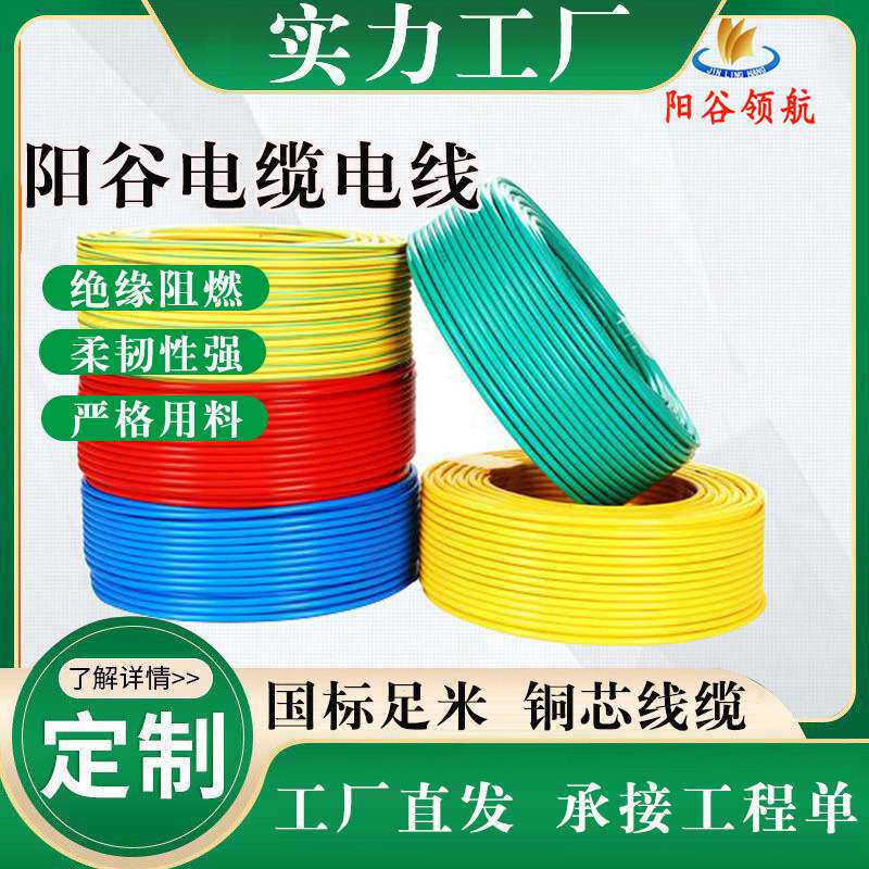 阳谷电缆软bv电线铜芯室内10平方屏蔽电源护套线绝缘阻燃电缆电线