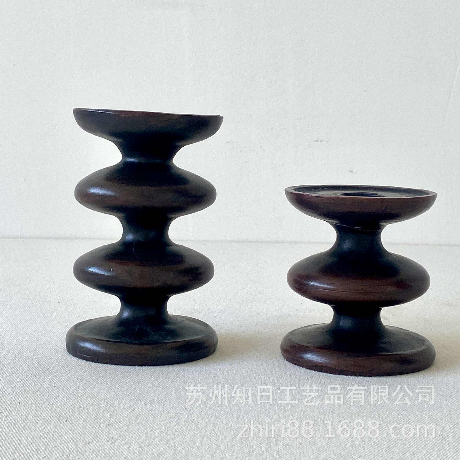 法式复古烛台欧式轻奢中古vintage做旧黑色装饰摆件美式蜡烛餐