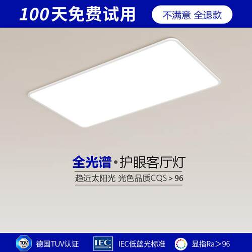 全光谱高显指长方形客厅灯超薄极简吸顶灯无频闪现代简约大厅灯具