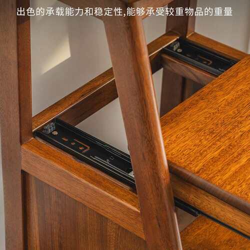 乌金木中式实木三步梯凳家用梯子折叠凳多功能椅子两用楼梯爬梯高
