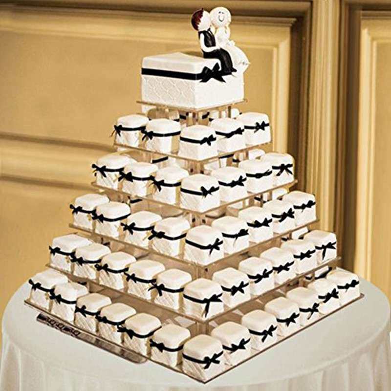 方形透明6层亚克力蛋糕架展示架 婚礼水果甜点展示架cake stand