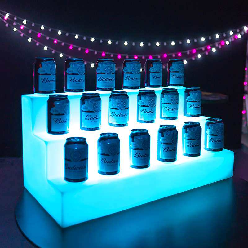 LED遥控发光可调色展示酒水架展示架三层酒水陈列架