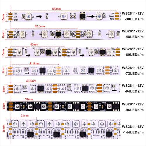 ws2811 ws2812LED幻彩灯带套装 rgb七彩低压5v/12v音频控制器灯带