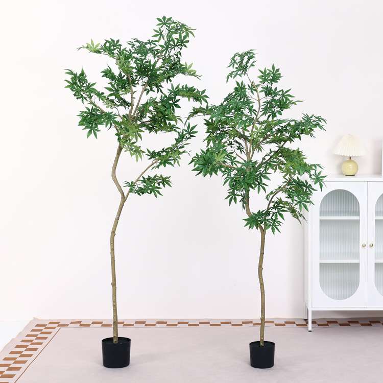 植物盆栽绿枫树枫叶花园商场门店装饰落地摆件假花假树 室内