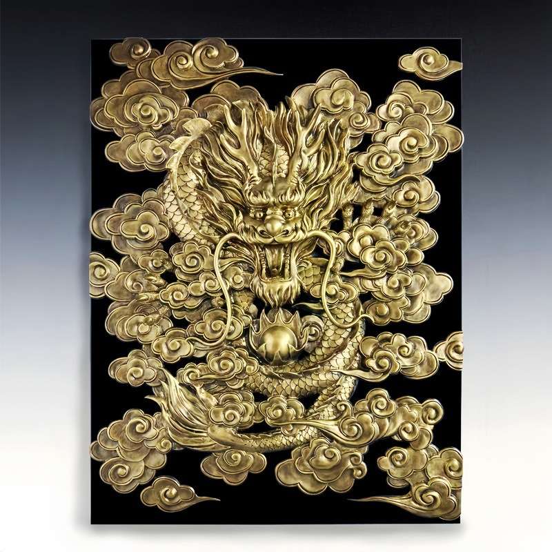 泥梦坊酒店别墅居家户外玻璃钢龙凤立体墙面手工雕塑装饰壁挂