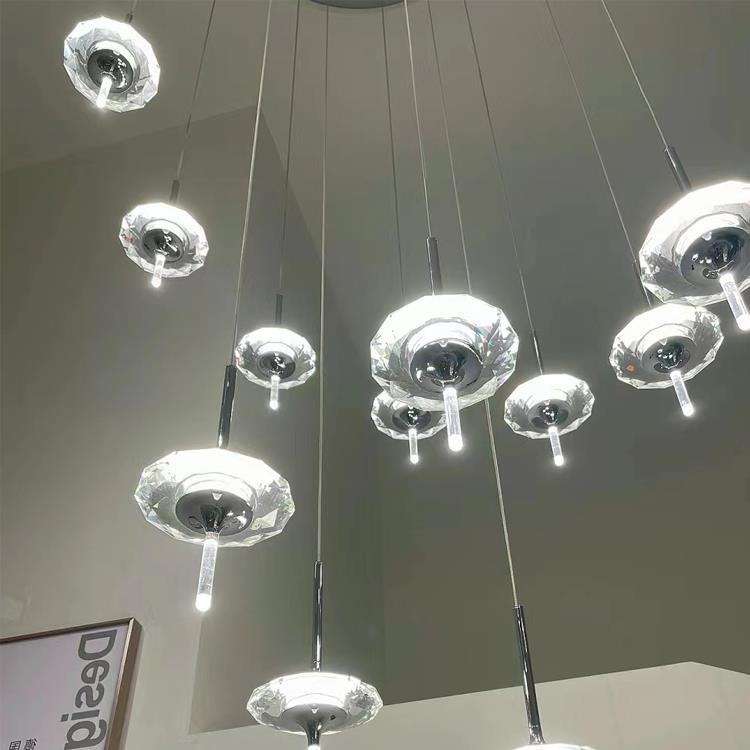 K9水晶楼梯吊灯别墅楼梯旋转灯饰床头灯客厅餐厅吊灯