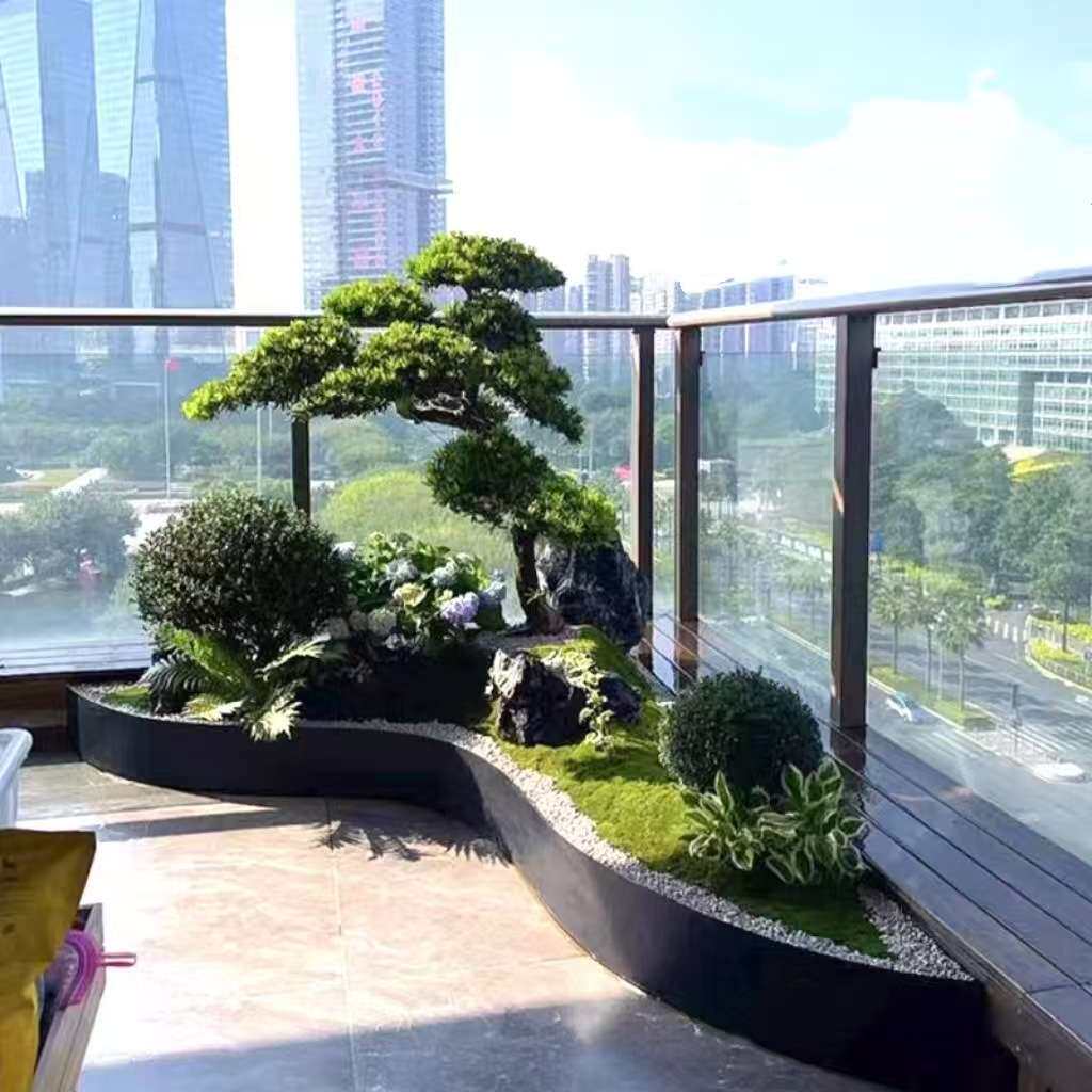 户外不锈钢花箱种植箱户外弧形花盆阳台庭院花坛围栏露台异形花池