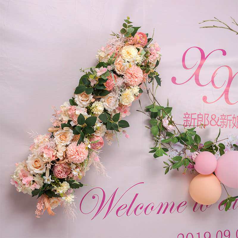 仿真欧式玫瑰花排拱门圆亭方亭仪式亭绢花布置婚庆玫瑰花墙路引花