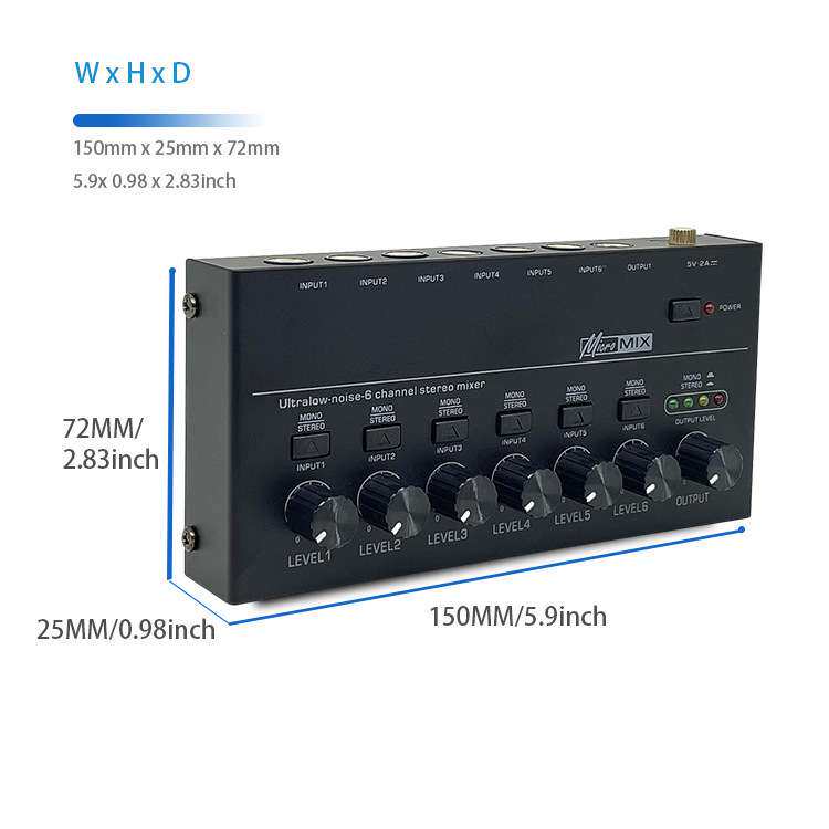 混合乐器音频DX6006路混音器混合器六通道Mini信号音乐小型调音台