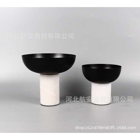 现代简约创意大理石金属果盘摆件样板房茶几电视柜餐桌工艺品摆件