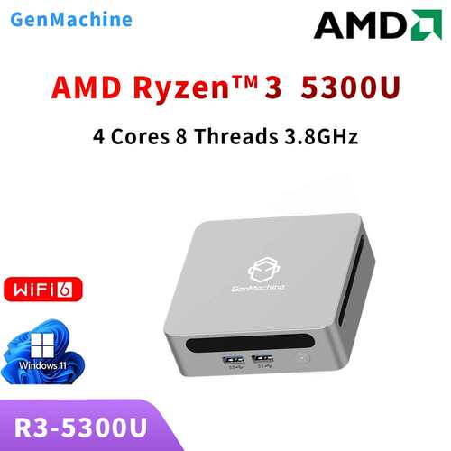 GenMachine 锐龙R3-4300U/5300U 商务办公家用电脑MINI PC