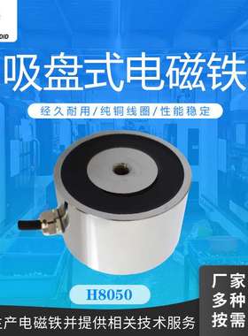兰达电磁铁H8050吸附固定加工吸盘电磁铁24V直流机械手圆形电磁铁