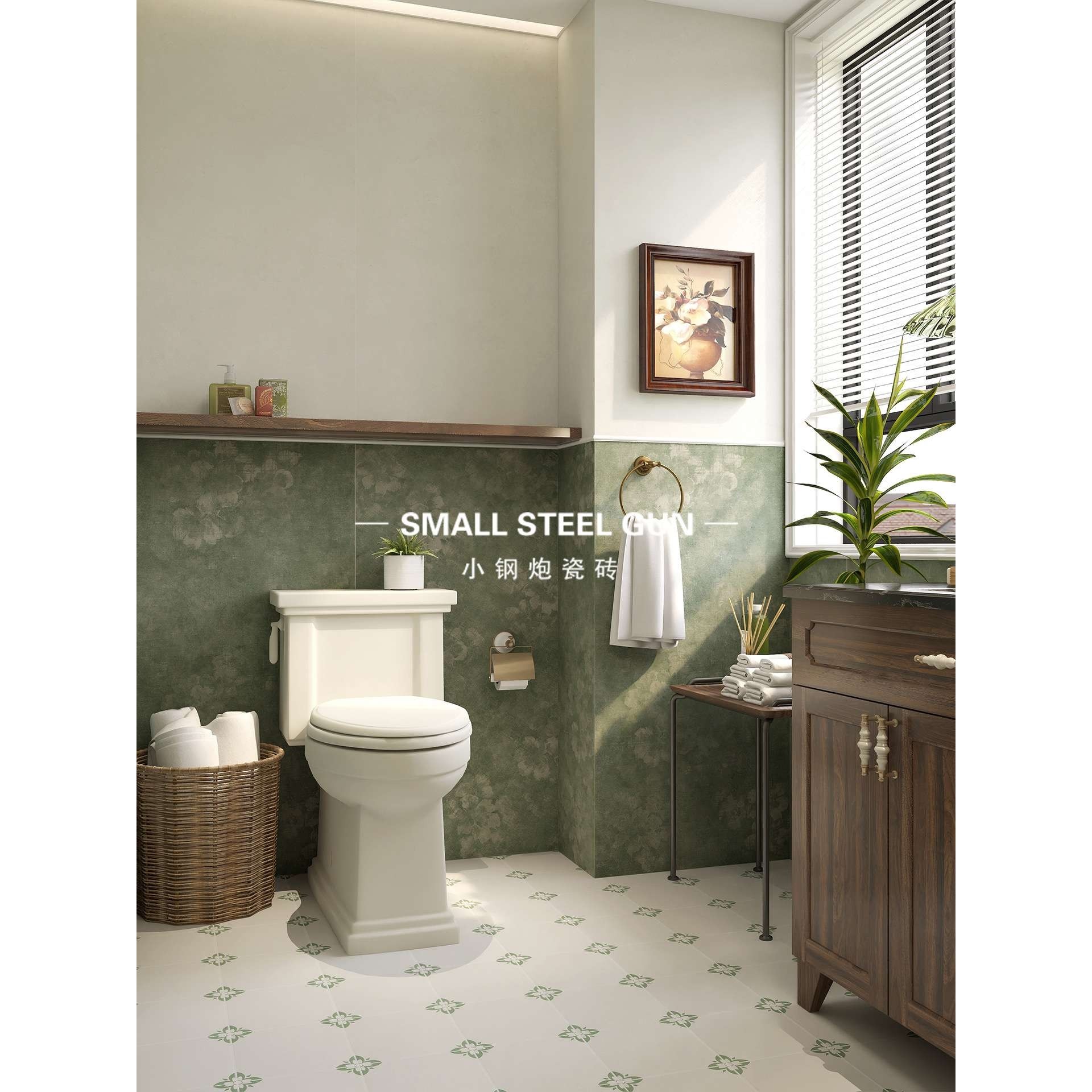 法式覆古莫奈绿色浴室卫生间墙砖600x1200花砖厨房阳台瓷砖防滑砖,3C数码配件,USB灯,淘宝优惠券,粉丝福利购,淘宝优惠卷