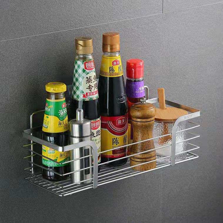 线蓝挂架不锈钢304厨房调味料浴室洗漱收纳置物架镂空沥水免打孔