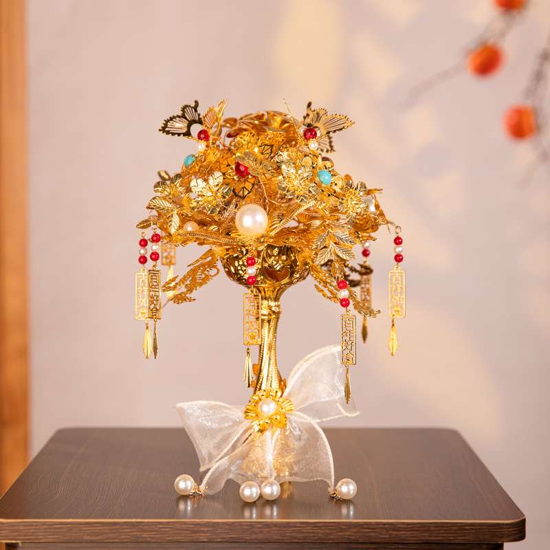 金福满堂新娘结婚中式手捧花秀禾服成品捧花出嫁朋友闺蜜送礼成