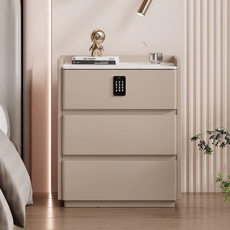 全实木床头柜简约现代轻奢卧室收纳柜三抽落地床边柜奶油风储物柜