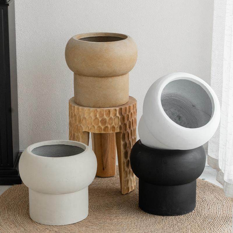 创意蘑菇水泥花盆简约室内落地花器大型客厅阳台绿植盆栽装饰摆设