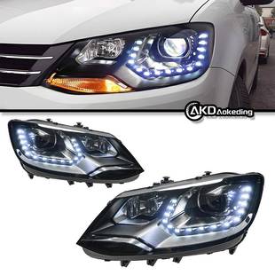 专用于14 大众新夏朗大灯总成改装高配版双光透镜氙气灯LED转向灯