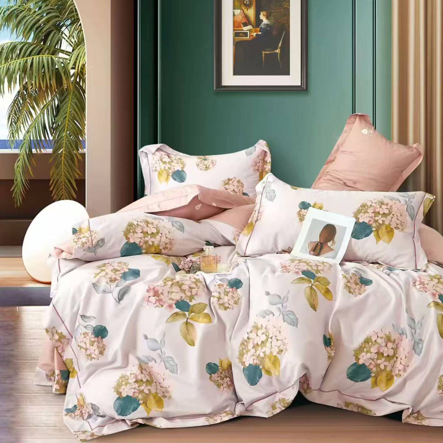 全棉铂金凯丽纯棉四件套裸睡轻奢风13376高支密100纯棉长绒棉被套