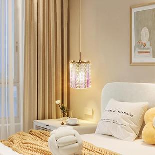 琉璃羽毛水晶小吊灯 创意房间灯具 轻奢浪漫卧室床头灯2023年新款