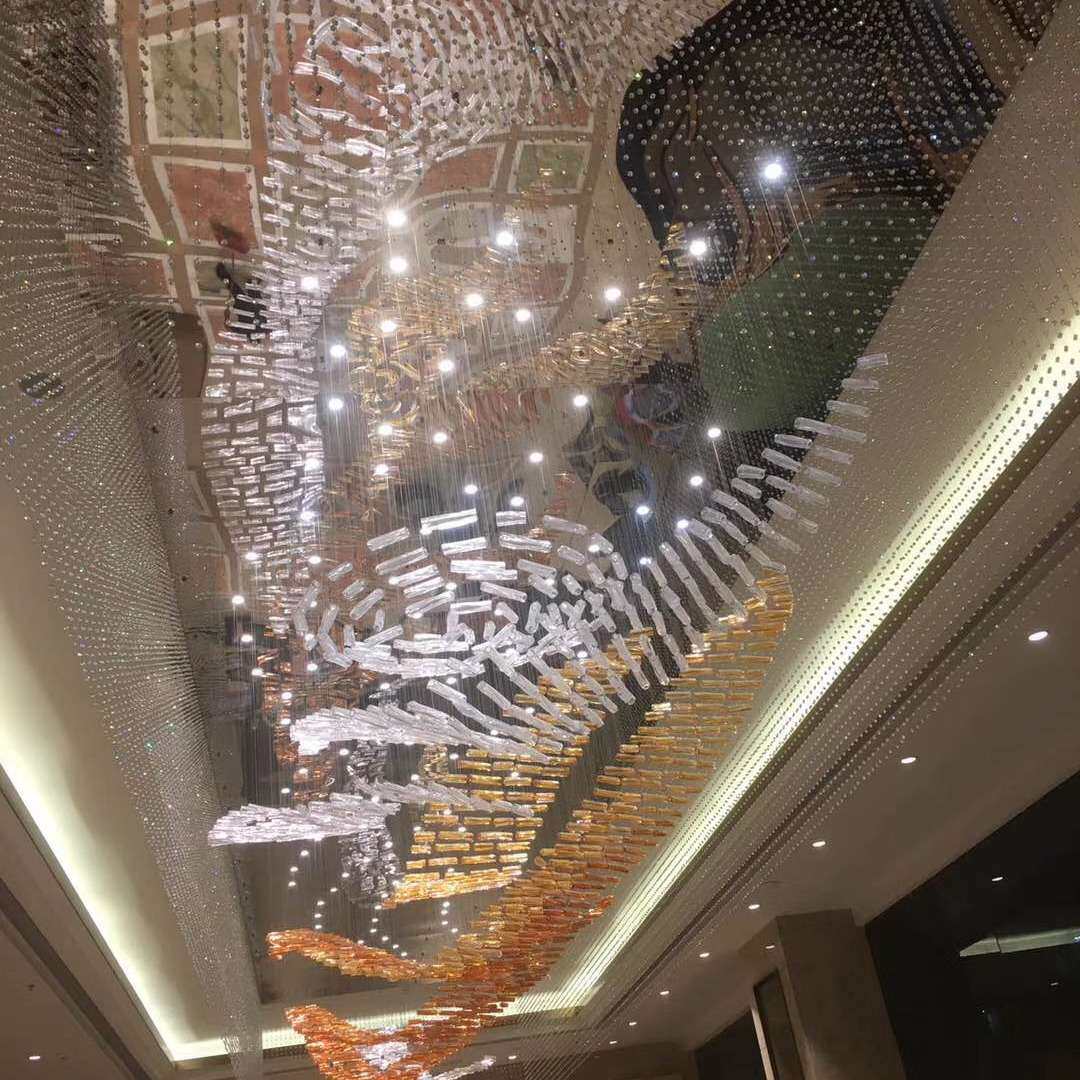 水晶灯酒店工程售楼部吸顶灯客厅长方形奢华高档现代大型大厅灯具