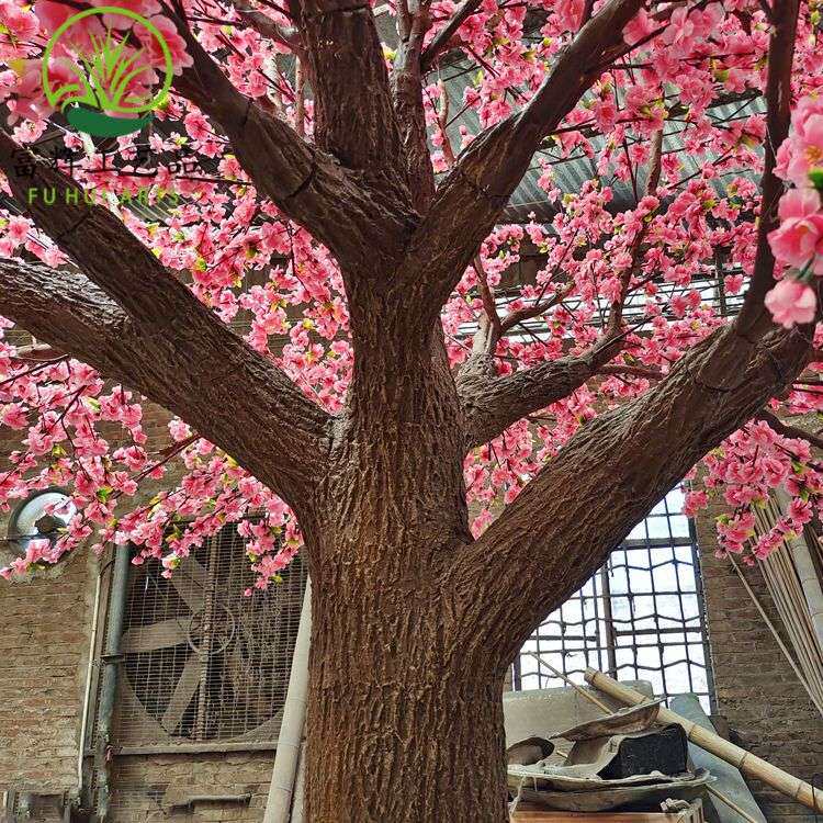 玻璃钢仿真桃花树桃花大型布景仿真树仿真花装饰道具摆件厂家