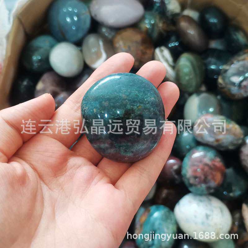 海洋碧玉随形把玩海洋石随型手把件水晶摆件原石打磨源头厂家