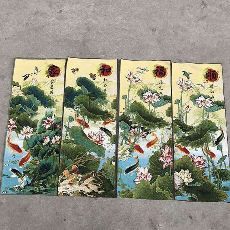 织锦画丝绸精致刺绣画家和福顺套装唐卡挂饰 室内中堂画装饰品
