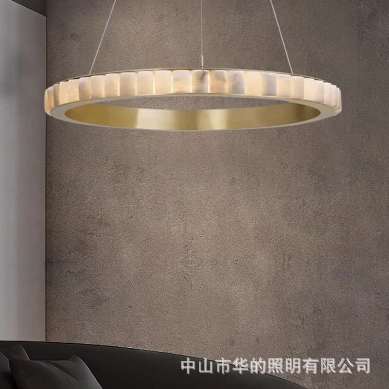 西班牙进口云石吊灯后现代简约餐厅吧台卧室吊灯全铜客厅灯灯具