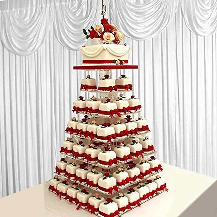 7层方形亚克力蛋糕架 婚礼水果摆放架 有机玻璃蛋糕架Cake Stand