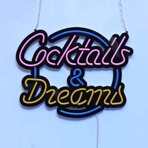 pvc霓虹灯Coktails & Dreams招牌酒吧餐饮门头广告牌发光灯牌跨境