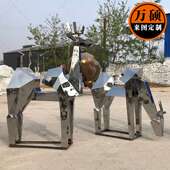 不锈钢抽象亮面切面鹿雕塑现货 304镜面动物雕塑 不锈钢雕塑厂家