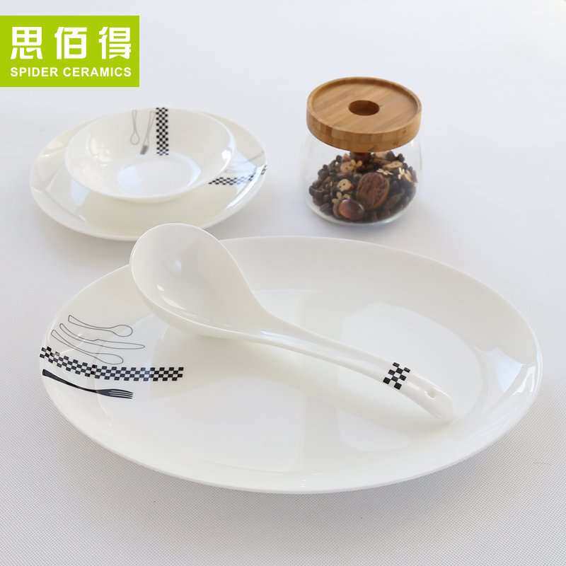 简约欧式家用唐山骨瓷餐具套装 碗盘家用西式碗碟韩式陶瓷器组合