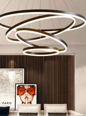 后现代客厅灯简约时尚大气卧室餐厅办公室圆圈灯环形创意led吊灯