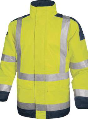 代尔塔工作服 防寒服404011PU荧光防水防雨时尚户外保暖服黄色