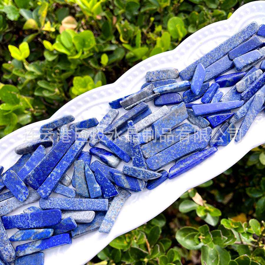 天然青金石条摆件阿富汗青金原石切割长条lapis 手工花朵宝石制作