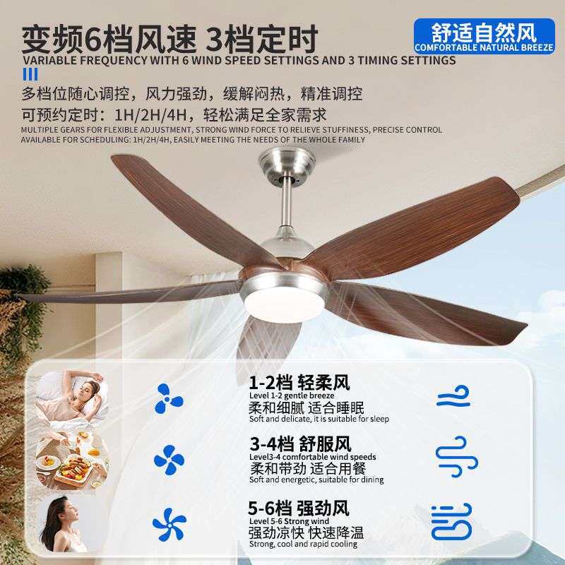 风扇灯现代简约吸顶吊扇灯客厅卧室房间灯带风扇一体意式电扇吊灯图片